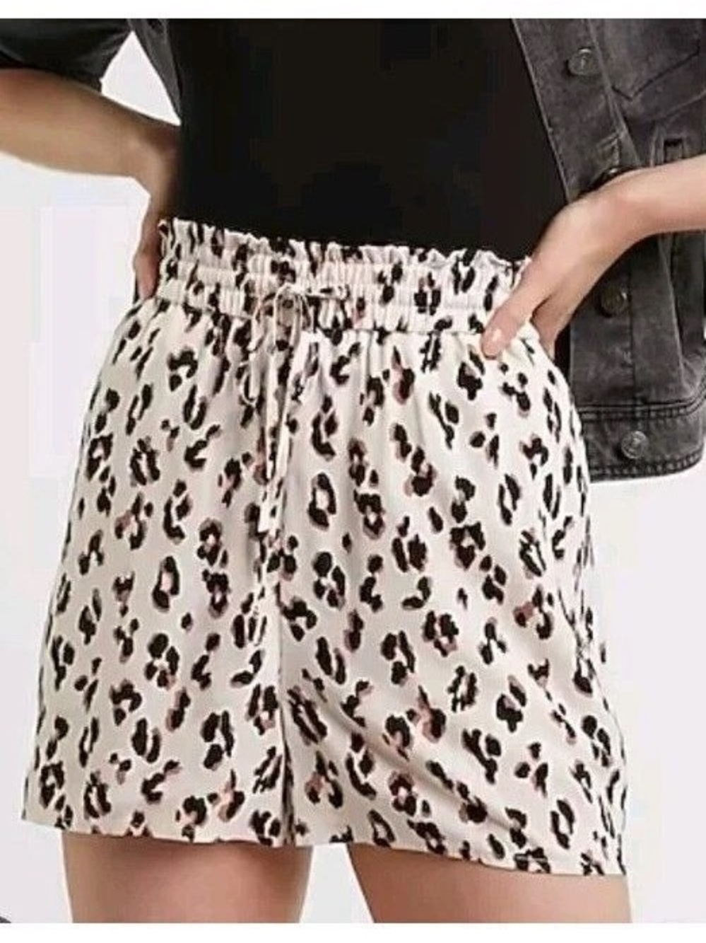 Express Leopard Print Elastic Waist Shorts